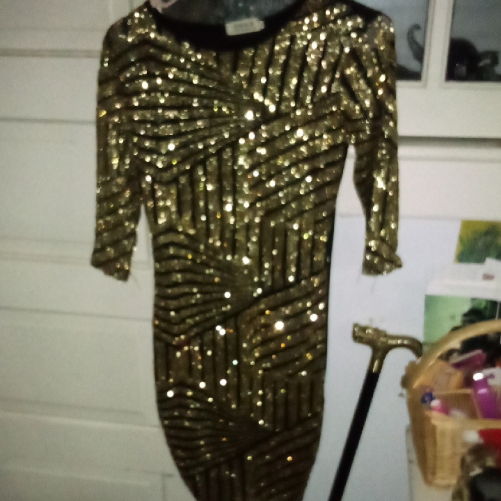 Gold And Black Sequin Women's Dress